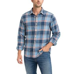 Eddie Bauer Eddie's Favorite Classic Flannel Shirt Men's L Blue Plaid Button